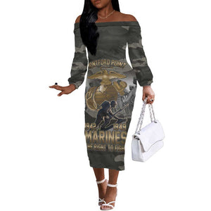 Montford Point Marines 1942-1949 Off The Shoulder Long Sleeve Dress The Right to Fight Legacy Tribute
