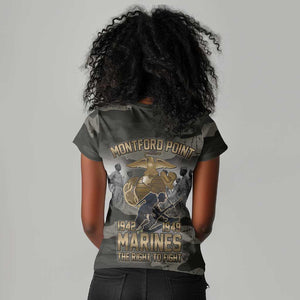 Montford Point Marines 1942-1949 Women V-Neck T-Shirt The Right to Fight Legacy Tribute