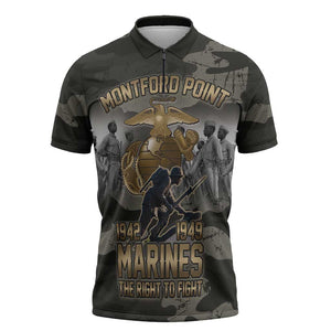 Montford Point Marines 1942-1949 Zipper Polo Shirt The Right to Fight Legacy Tribute