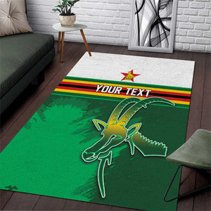 Zimbabwe Rugby Personalized Area Rug Charging Sables Spirit