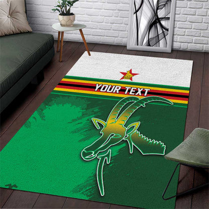 Zimbabwe Rugby Personalized Area Rug Charging Sables Spirit