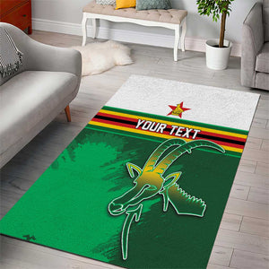Zimbabwe Rugby Personalized Area Rug Charging Sables Spirit