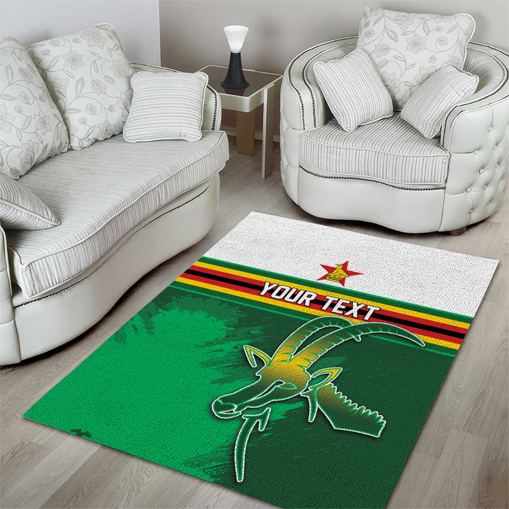 Zimbabwe Rugby Personalized Area Rug Charging Sables Spirit