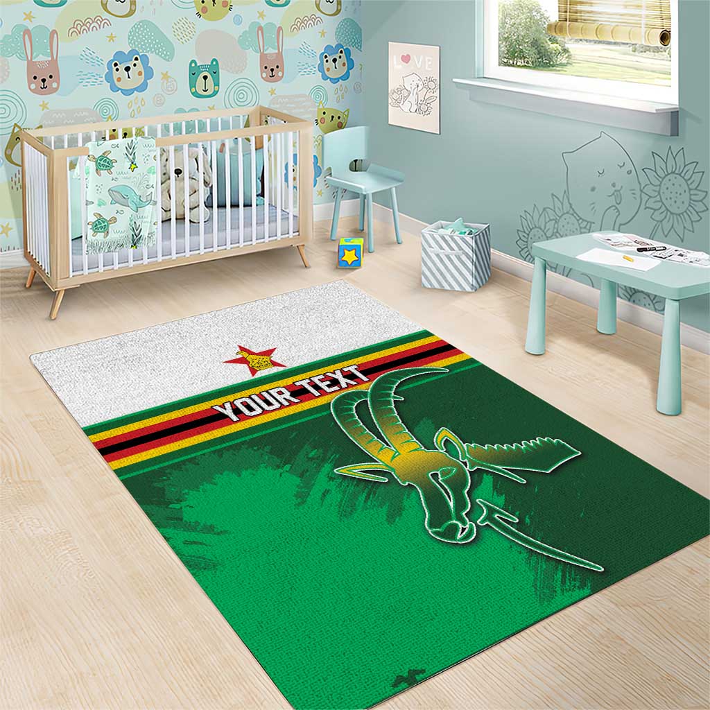 Zimbabwe Rugby Personalized Area Rug Charging Sables Spirit