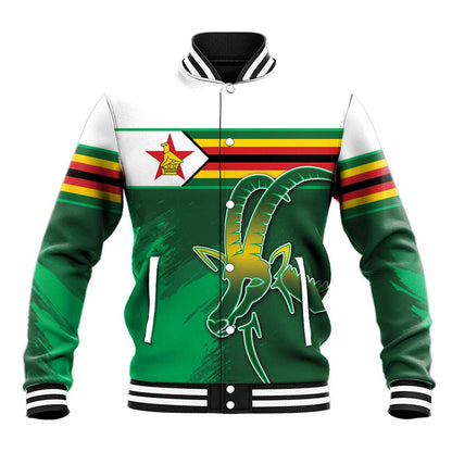 Zimbabwe Rugby Personalized Baseball Jacket Charging Sables Spirit