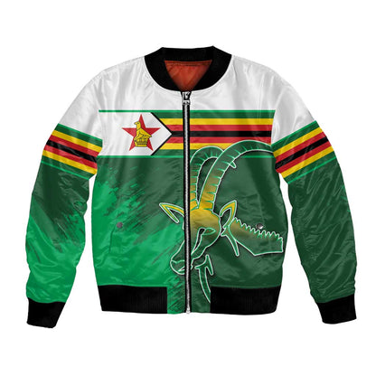 Zimbabwe Rugby Personalized Bomber Jacket Charging Sables Spirit