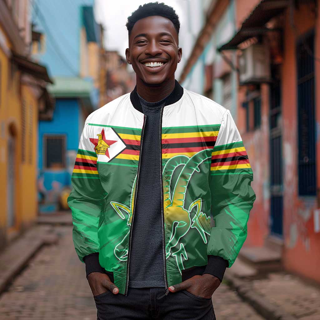 Zimbabwe Rugby Personalized Bomber Jacket Charging Sables Spirit