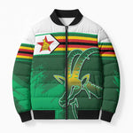 Zimbabwe Rugby Personalized Bomber Puffer Jacket Charging Sables Spirit