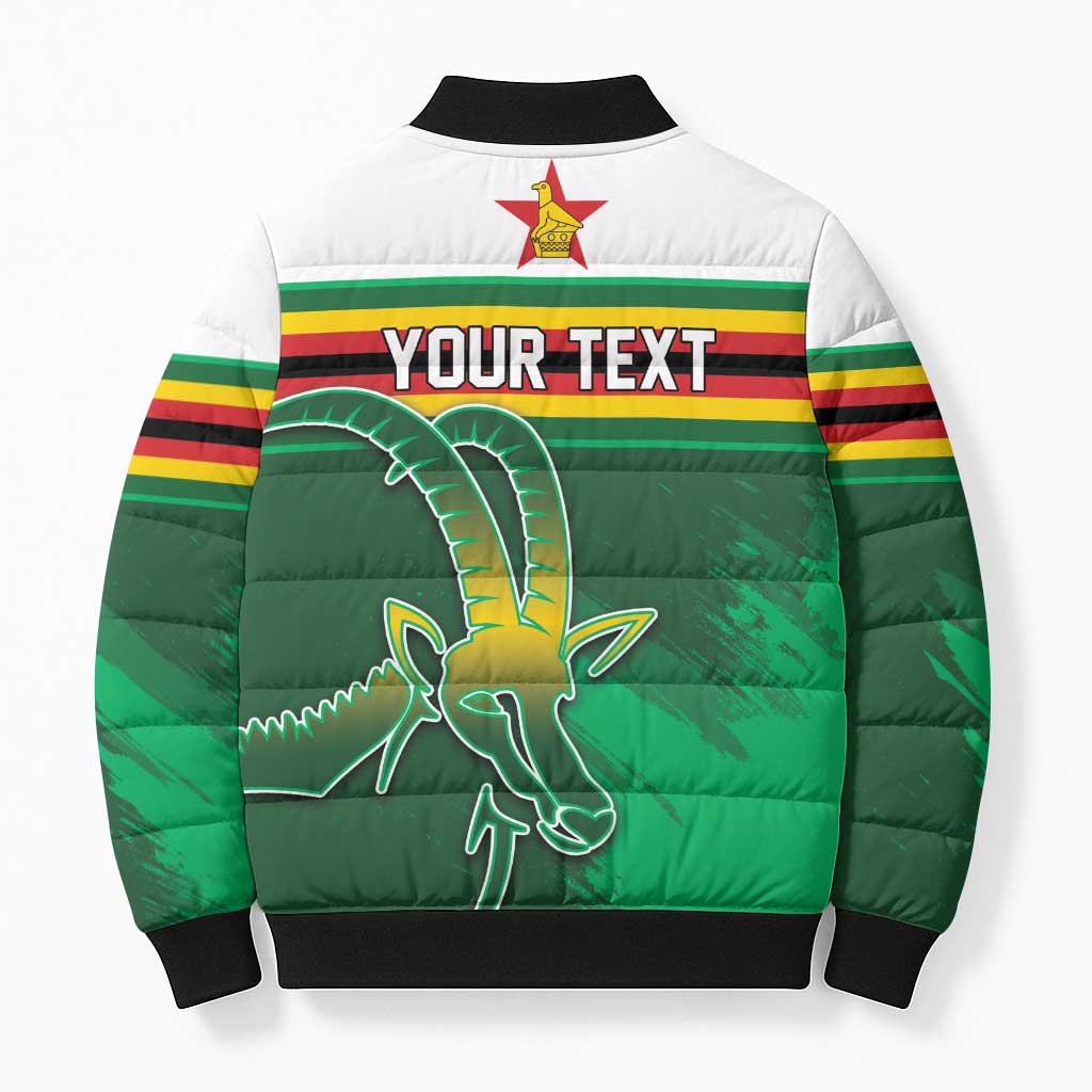 Zimbabwe Rugby Personalized Bomber Puffer Jacket Charging Sables Spirit