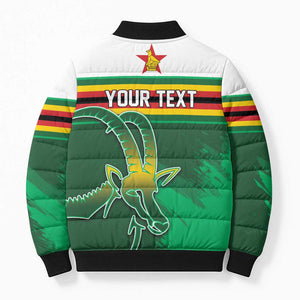 Zimbabwe Rugby Personalized Bomber Puffer Jacket Charging Sables Spirit