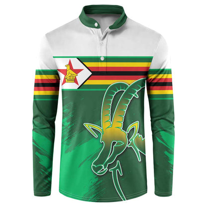 Zimbabwe Rugby Personalized Button Sweatshirt Charging Sables Spirit
