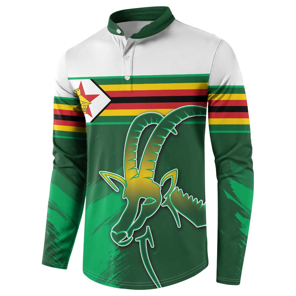 Zimbabwe Rugby Personalized Button Sweatshirt Charging Sables Spirit