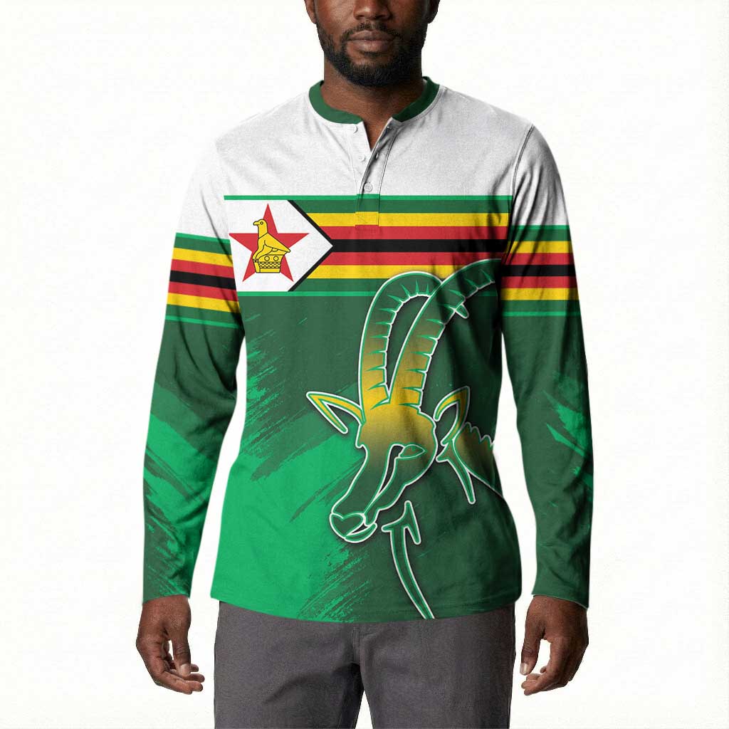 Zimbabwe Rugby Personalized Button Sweatshirt Charging Sables Spirit