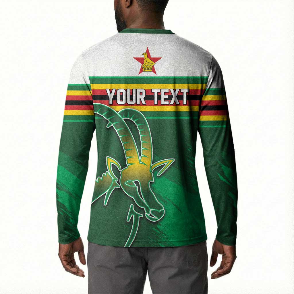 Zimbabwe Rugby Personalized Button Sweatshirt Charging Sables Spirit