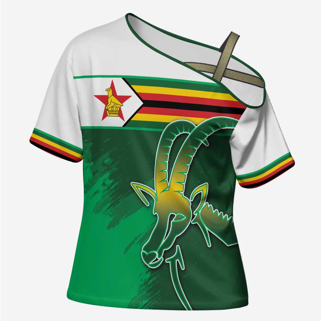 Zimbabwe Rugby Personalized Cross Shoulder Shirt Charging Sables Spirit