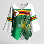 Zimbabwe Rugby Personalized Kimono Sleeve Blouse Charging Sables Spirit