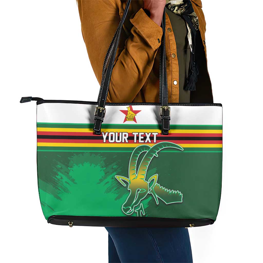 Zimbabwe Rugby Personalized Leather Tote Bag Charging Sables Spirit