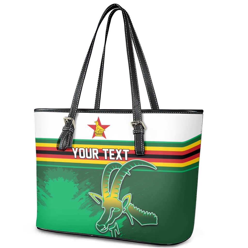 Zimbabwe Rugby Personalized Leather Tote Bag Charging Sables Spirit