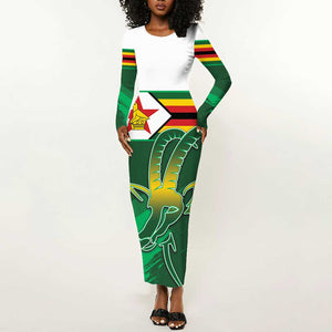 Zimbabwe Rugby Personalized Long Sleeve Bodycon Dress Charging Sables Spirit