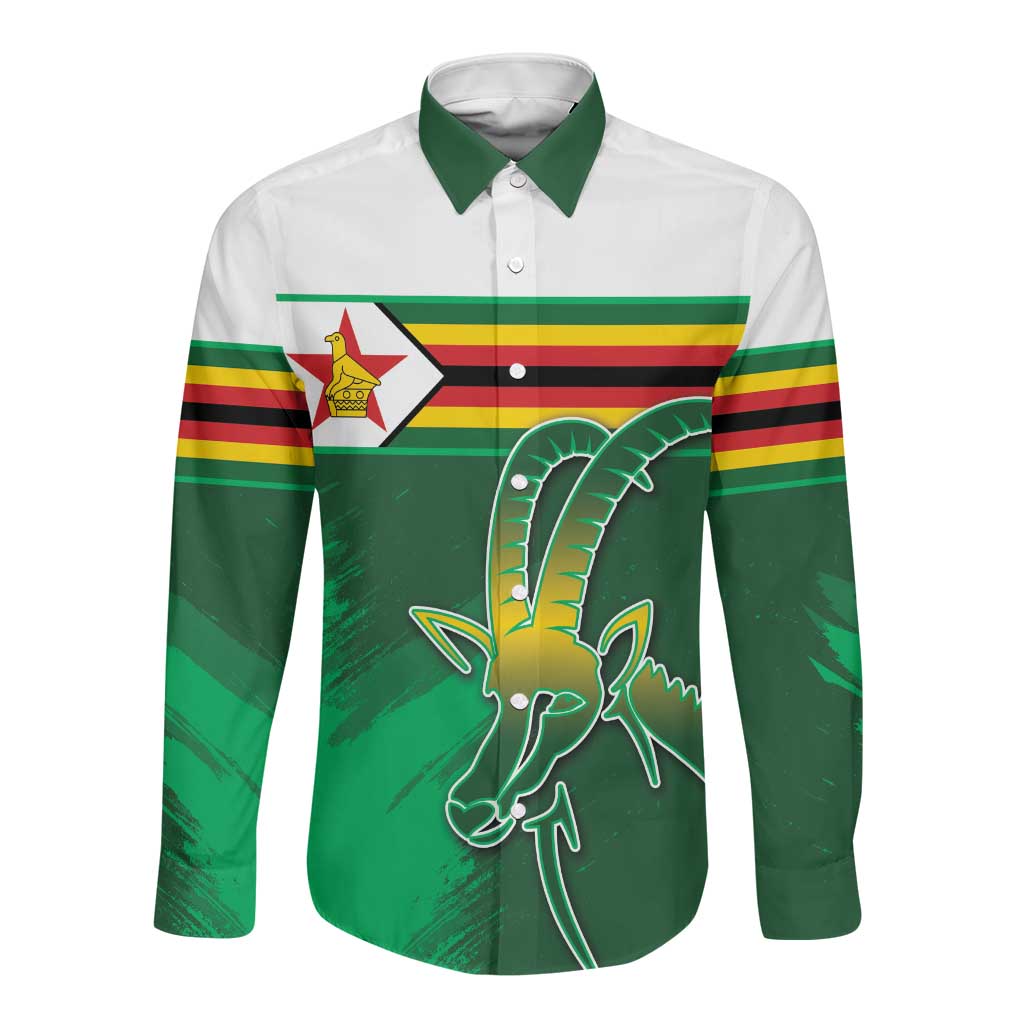 Zimbabwe Rugby Personalized Long Sleeve Button Shirt Charging Sables Spirit