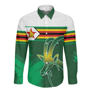 Zimbabwe Rugby Personalized Long Sleeve Button Shirt Charging Sables Spirit