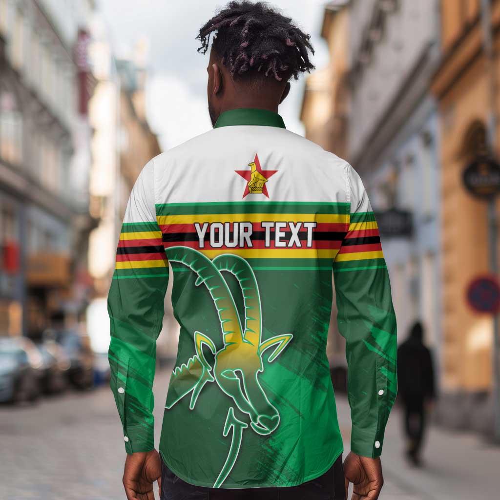 Zimbabwe Rugby Personalized Long Sleeve Button Shirt Charging Sables Spirit