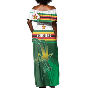 Zimbabwe Rugby Personalized Off Shoulder Maxi Dress Charging Sables Spirit