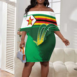Zimbabwe Rugby Personalized Off Shoulder Short Dress Charging Sables Spirit