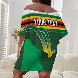 Zimbabwe Rugby Personalized Off Shoulder Short Dress Charging Sables Spirit