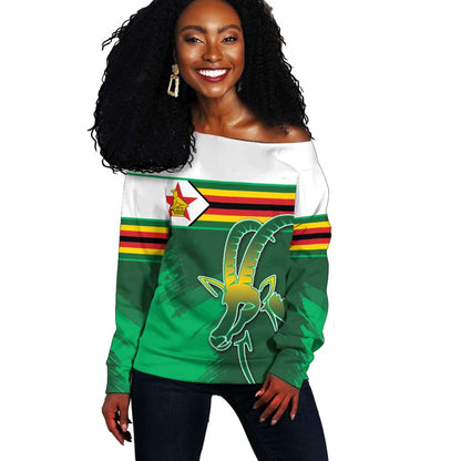 Zimbabwe Rugby Personalized Off Shoulder Sweater Charging Sables Spirit