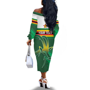 Zimbabwe Rugby Personalized Off The Shoulder Long Sleeve Dress Charging Sables Spirit