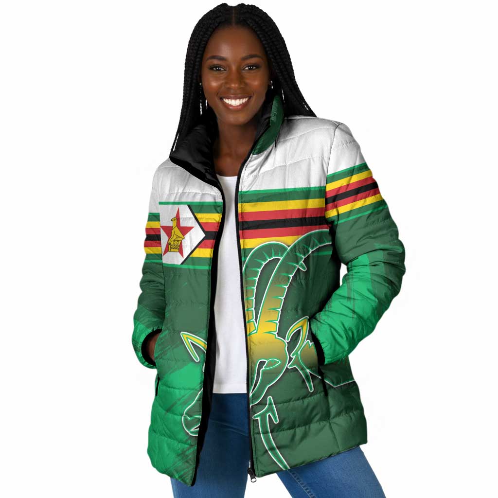 Zimbabwe Rugby Personalized Padded Jacket Charging Sables Spirit