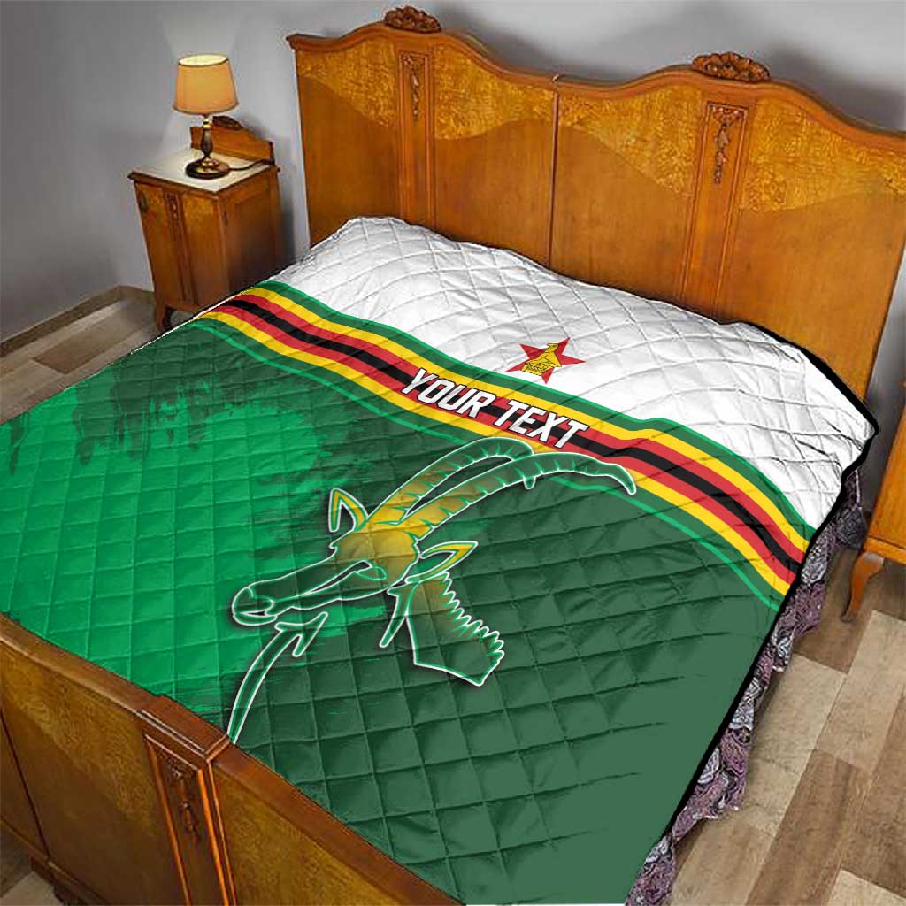 Zimbabwe Rugby Personalized Quilt Charging Sables Spirit