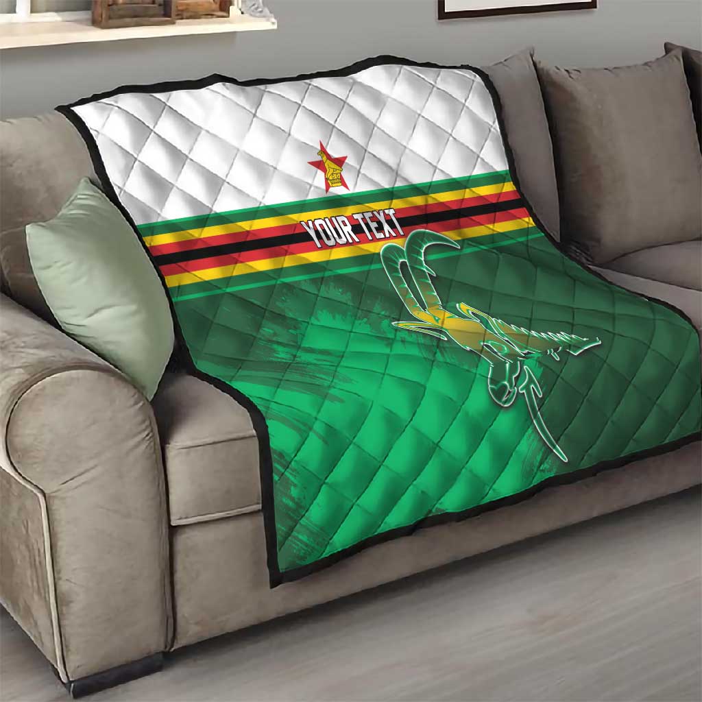 Zimbabwe Rugby Personalized Quilt Charging Sables Spirit