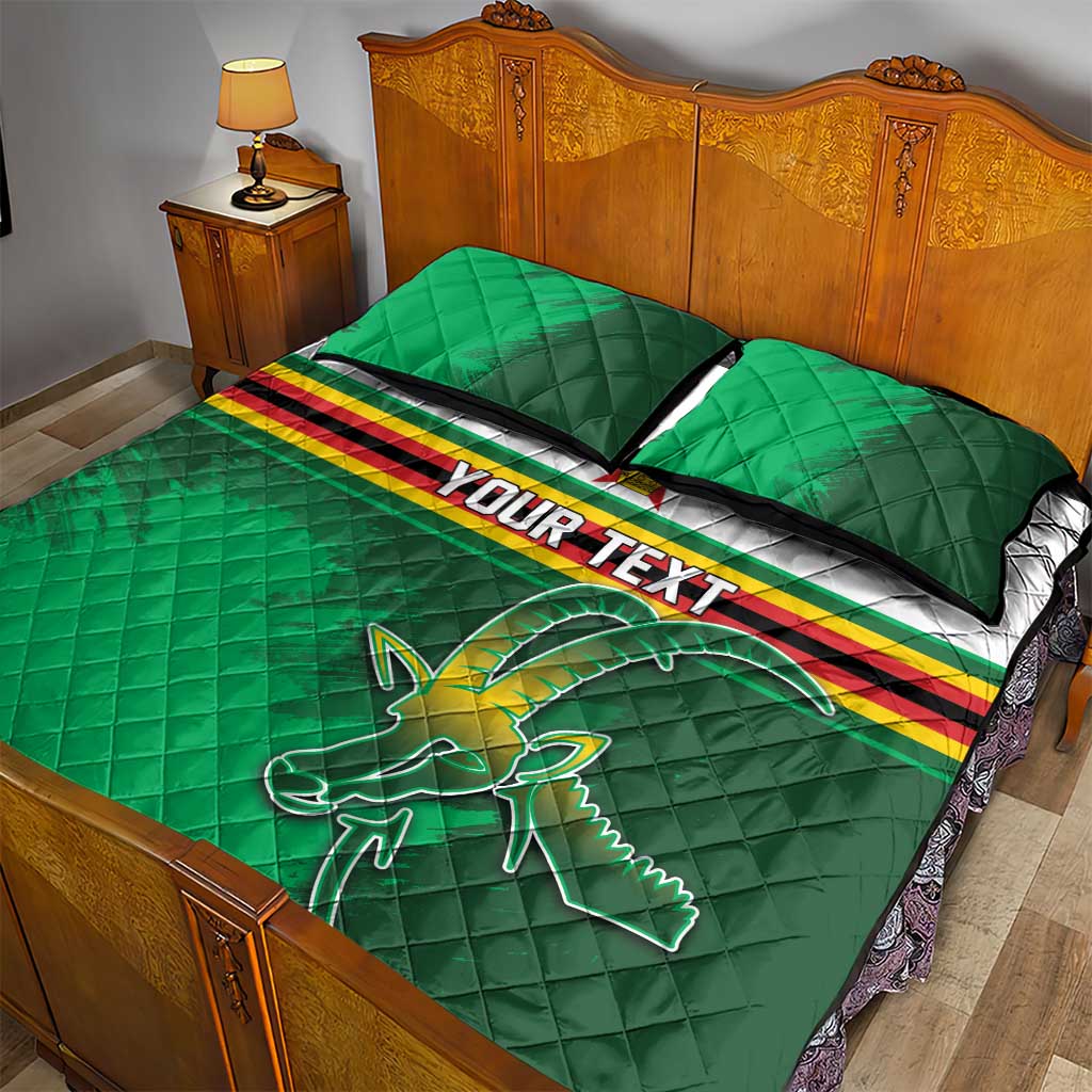 Zimbabwe Rugby Personalized Quilt Bed Set Charging Sables Spirit