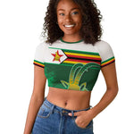 Zimbabwe Rugby Personalized Raglan Cropped T shirt Charging Sables Spirit
