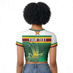 Zimbabwe Rugby Personalized Raglan Cropped T shirt Charging Sables Spirit