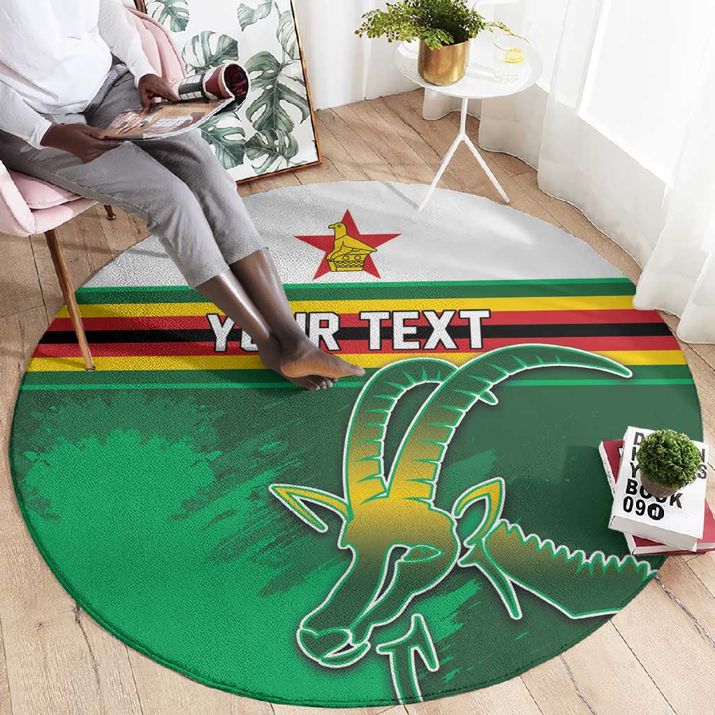 Zimbabwe Rugby Personalized Round Carpet Charging Sables Spirit