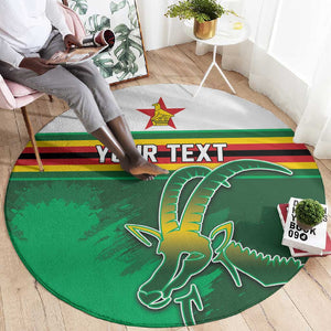 Zimbabwe Rugby Personalized Round Carpet Charging Sables Spirit