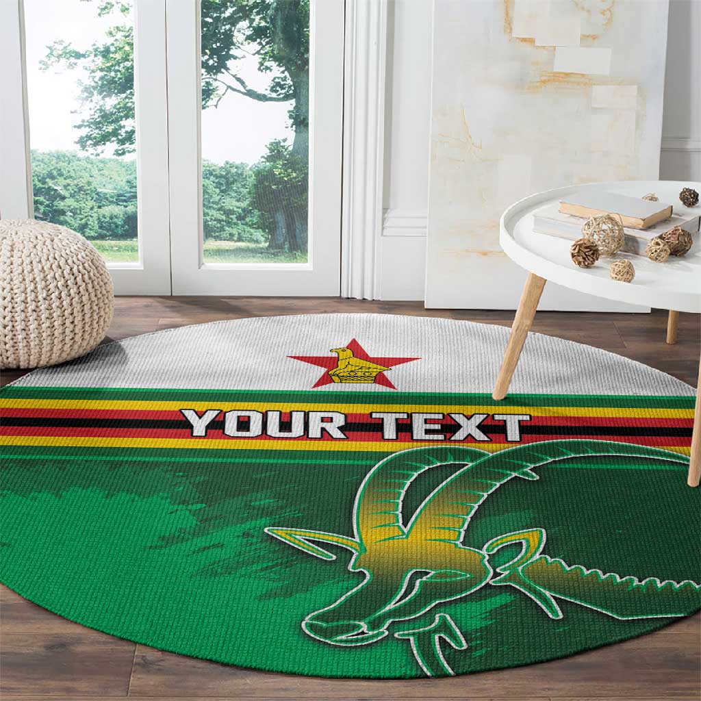 Zimbabwe Rugby Personalized Round Carpet Charging Sables Spirit