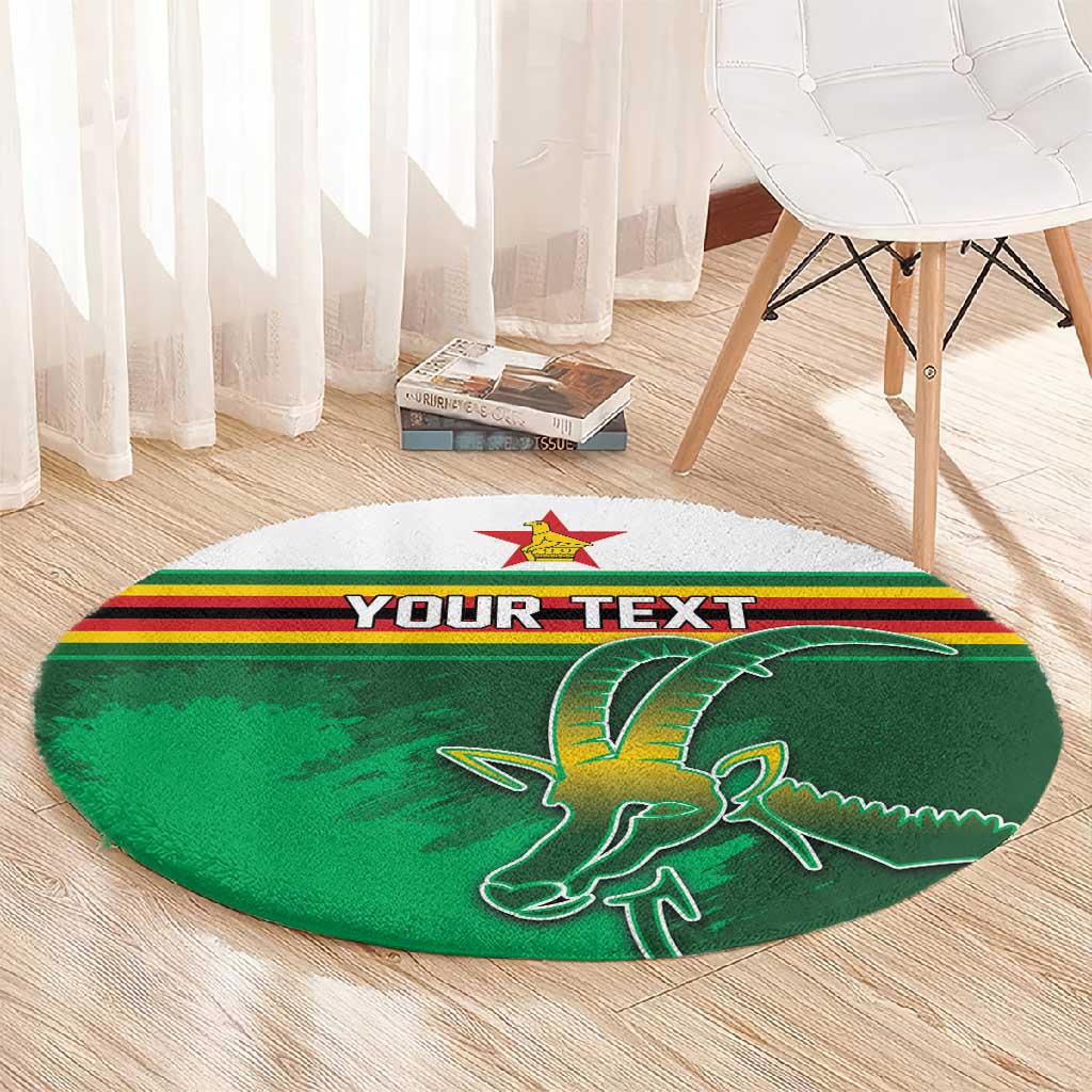 Zimbabwe Rugby Personalized Round Carpet Charging Sables Spirit