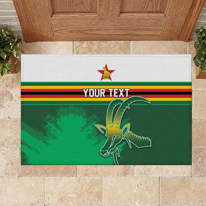 Zimbabwe Rugby Personalized Rubber Doormat Charging Sables Spirit