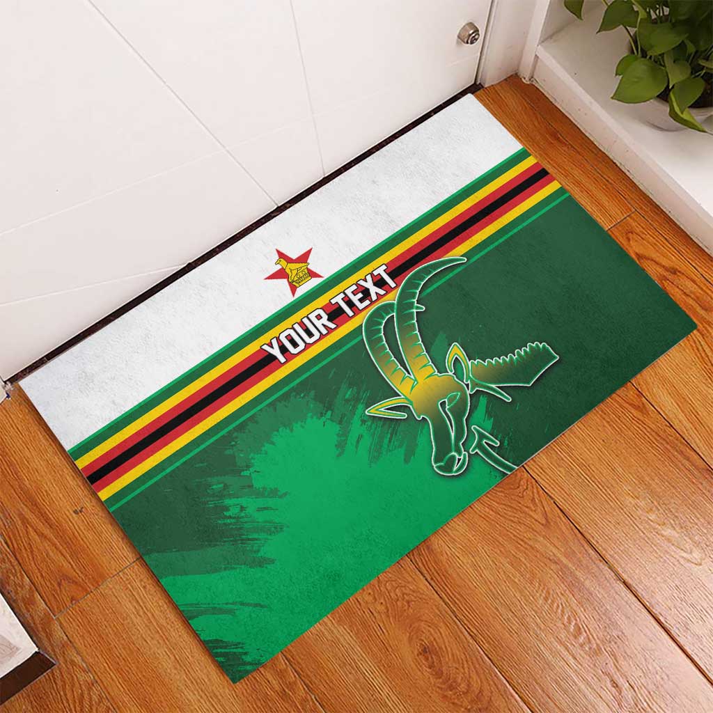 Zimbabwe Rugby Personalized Rubber Doormat Charging Sables Spirit