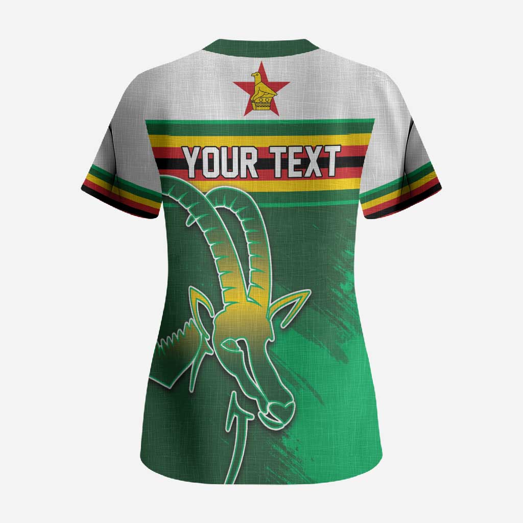 Zimbabwe Rugby Personalized Scrub Top Charging Sables Spirit
