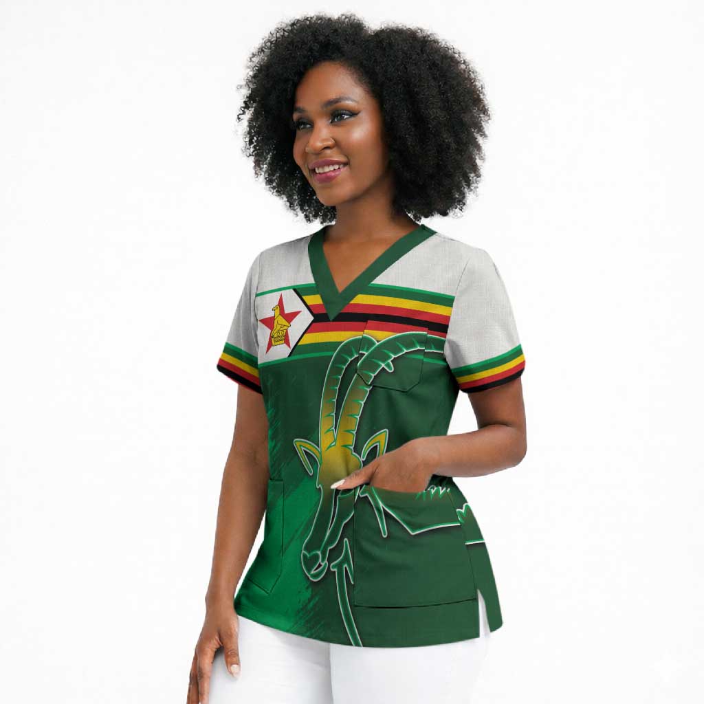 Zimbabwe Rugby Personalized Scrub Top Charging Sables Spirit