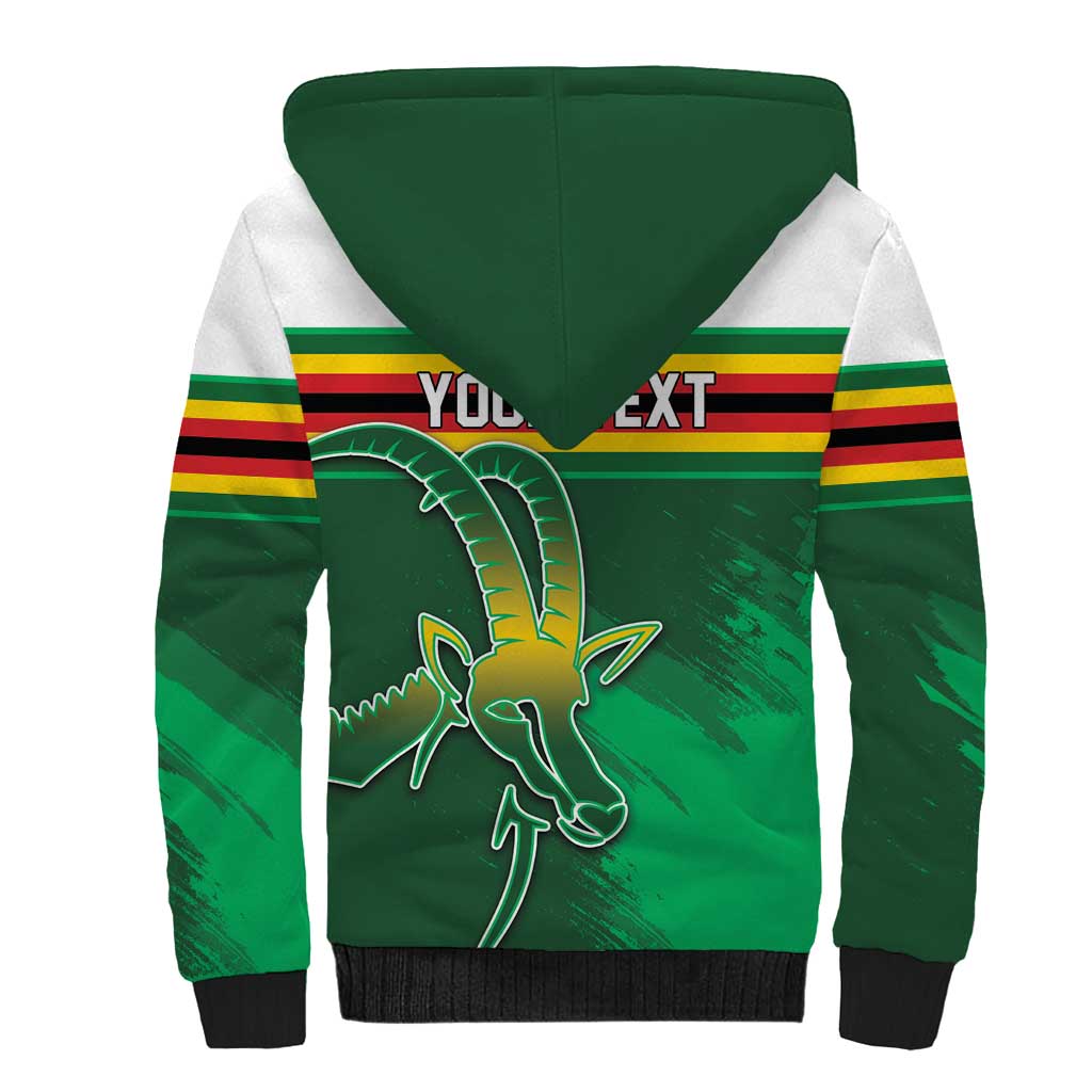 Zimbabwe Rugby Personalized Sherpa Hoodie Charging Sables Spirit