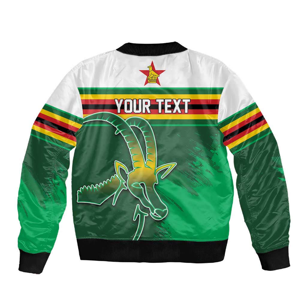 Zimbabwe Rugby Personalized Sleeve Zip Bomber Jacket Charging Sables Spirit