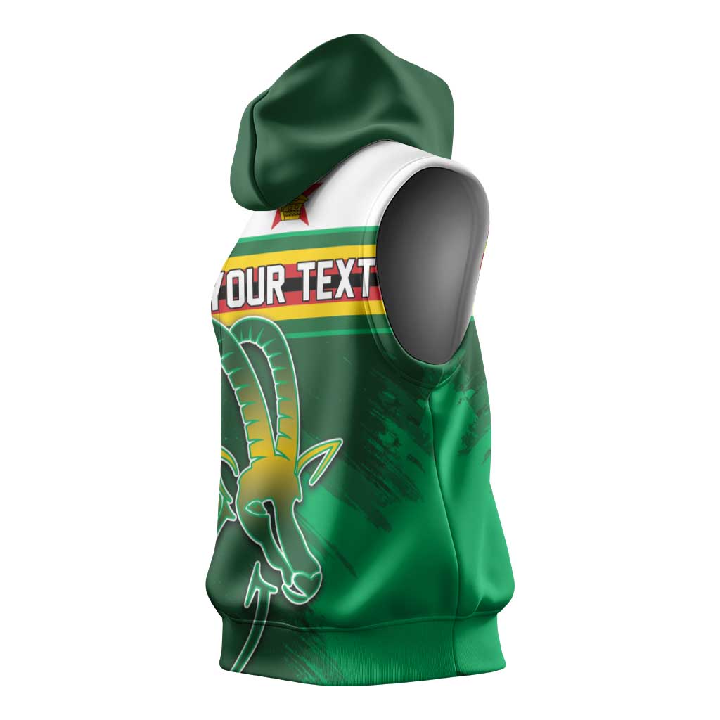 Zimbabwe Rugby Personalized Sleeveless Hoodie Charging Sables Spirit