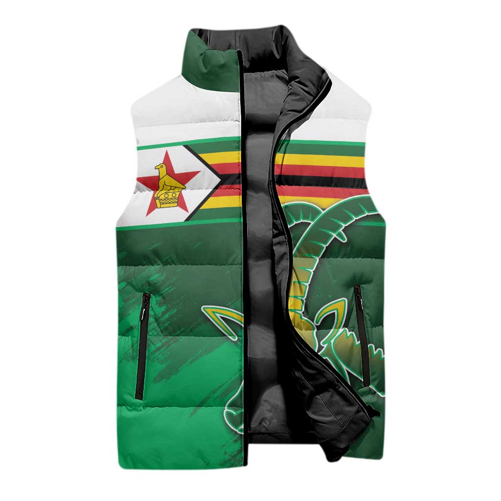 Zimbabwe Rugby Personalized Sleeveless Puffer Jacket Charging Sables Spirit
