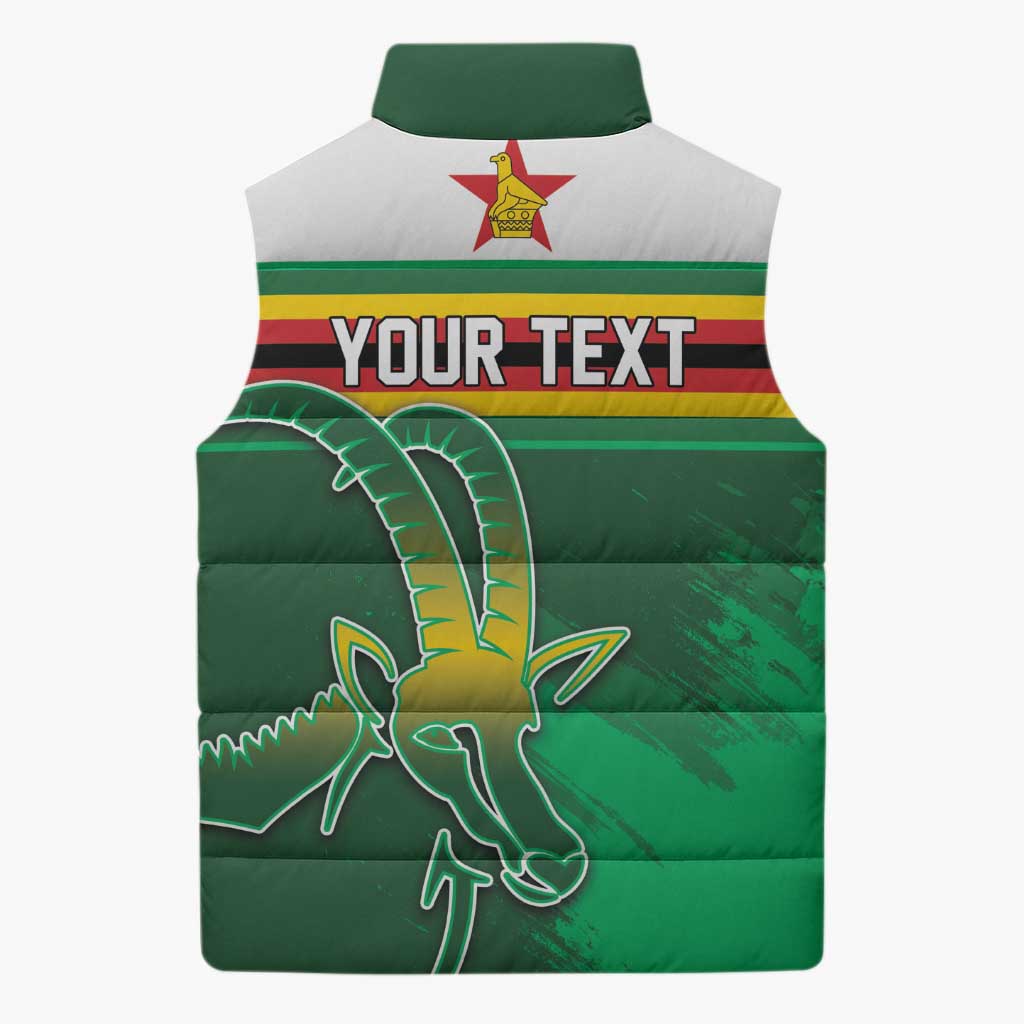 Zimbabwe Rugby Personalized Sleeveless Puffer Jacket Charging Sables Spirit